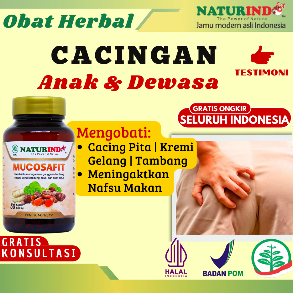 Obat Herbal Cacingan Anak Dewasa Cacing Kremi Gelang Pita 1 2 3 Tahun Paling Ampuh MUCOSAFIT BPOM