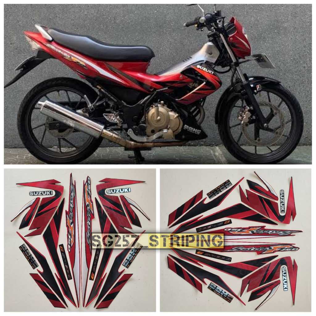Striping Stiker Motor Suzuki Satria Fu F150 2008 Merah Hitam Standar Berkualitas