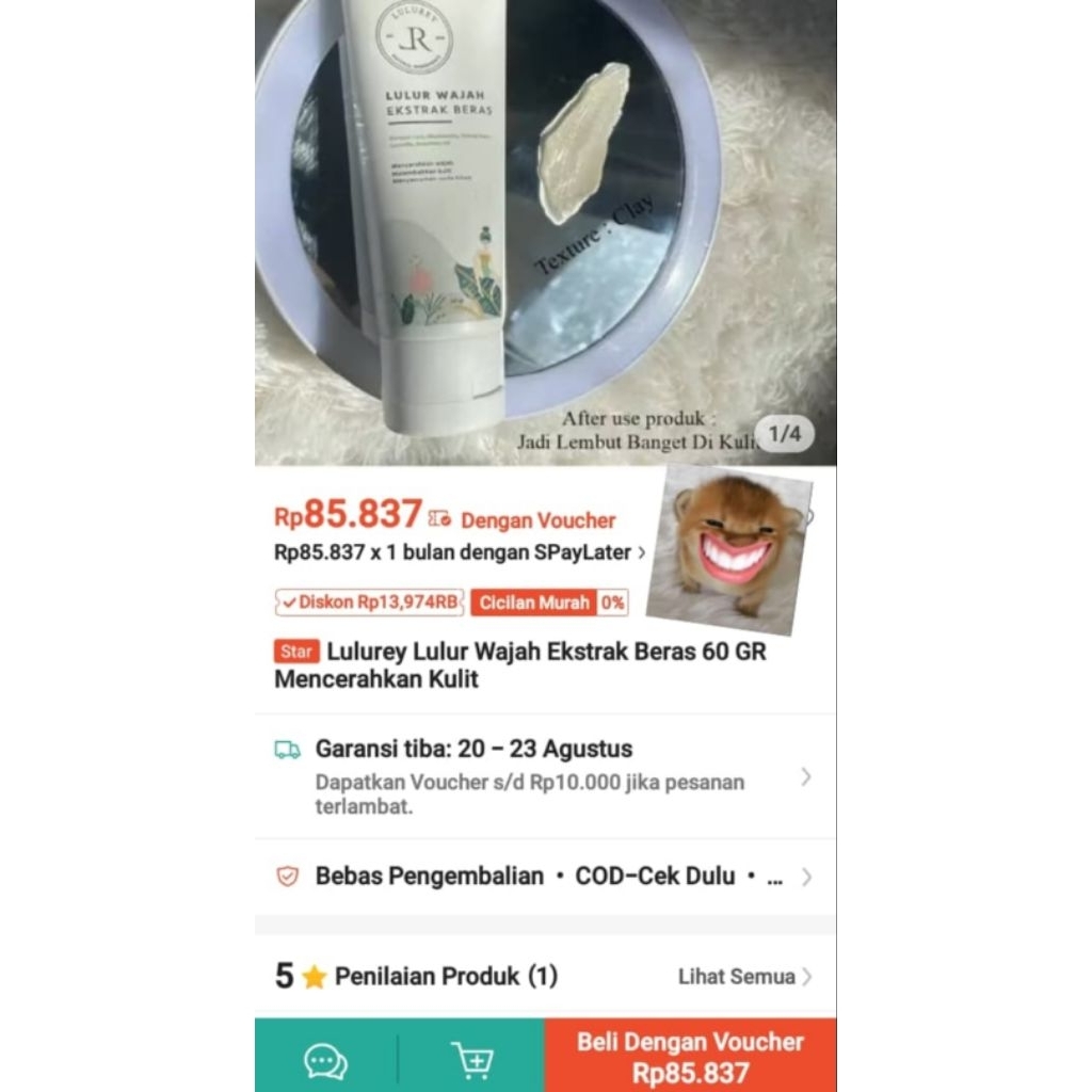 lulurey lulur wajah exstra beras 60 gr mencerah kan kulit dan menghilangkan bekas jerawat