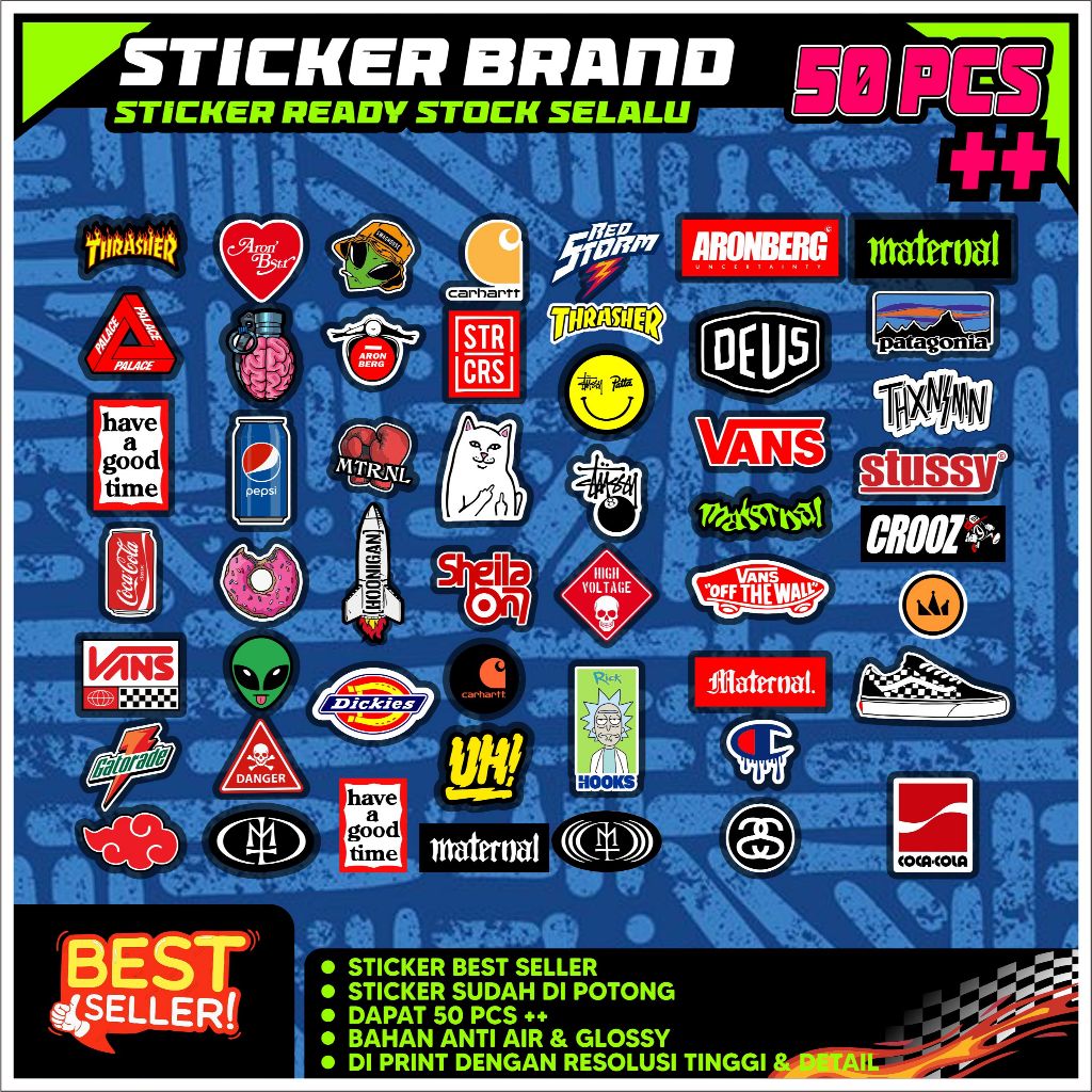 

Sticker Brand Aesthetic 50 picis anti air sudah cutting