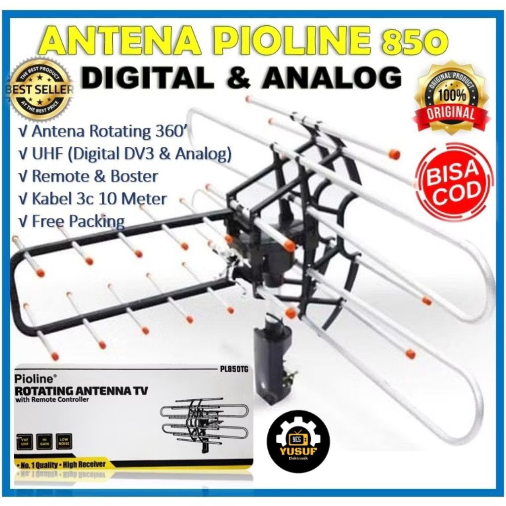 ANTENA TV DIGITAL OUTDOOR PIOLINE ANTENA LUAR DENGAN REMOTE PIOLINE PL-850TG ANTENA OUTDOOR DIGITAL 