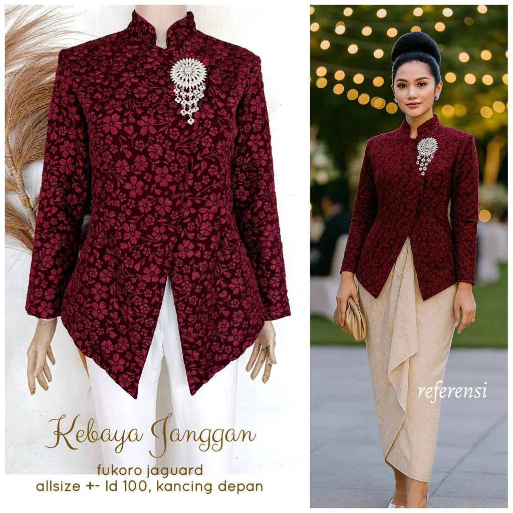 KEBAYA JANGGAN - KEBAYA BATIK - kebaya janggan brokat modern - kebaya kutubaru modern elegan - kebay