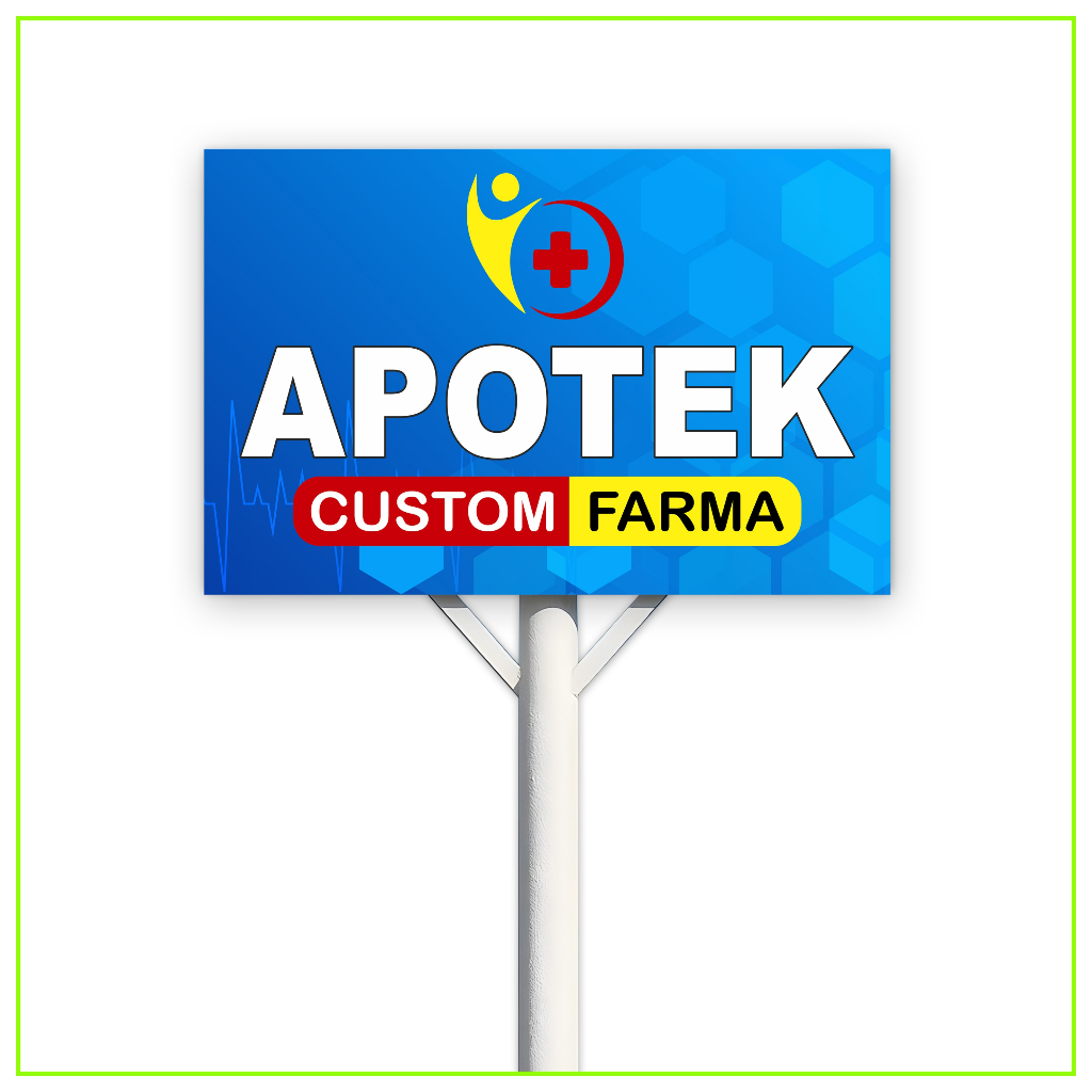 

Plang Apotek Pole Sign Papan Nama Jalan + Tiang Besi Fullset