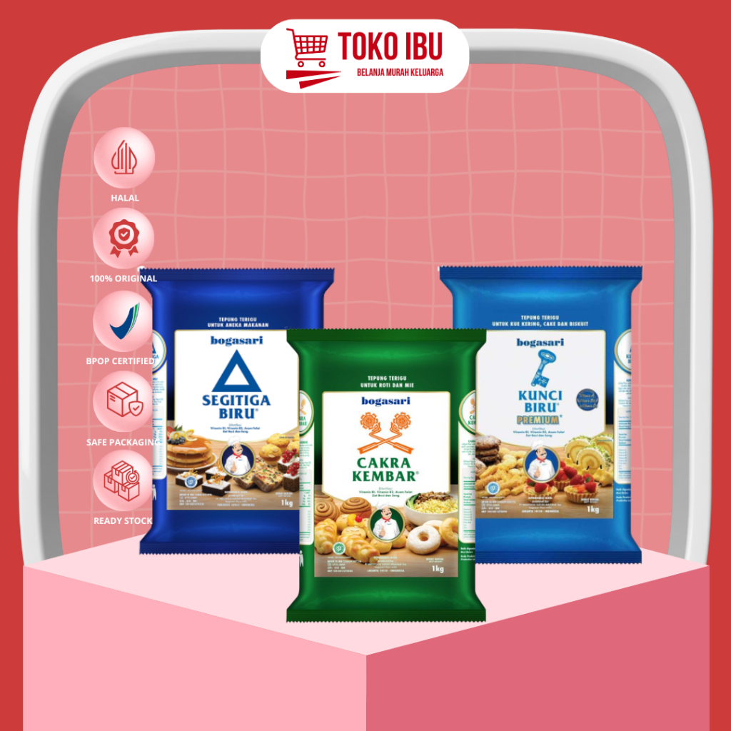 

Tepung Terigi 1KG Pack Segitiga Biru - Cakra Kembar - Kunci Biru