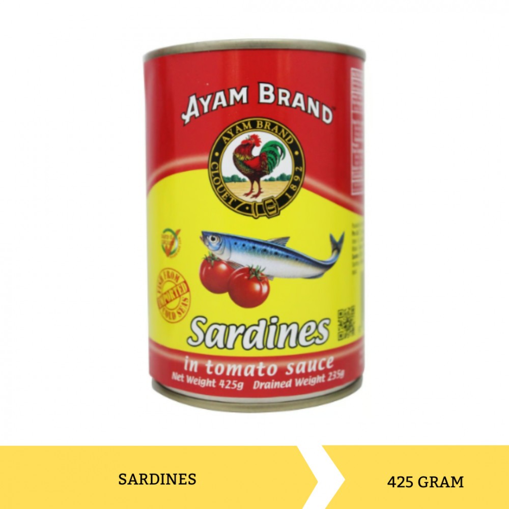 

Ayam Brand Sardine Bulat 425gr – Sarden Utuh Berkualitas dalam Saus Tomat