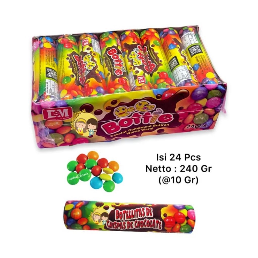 

dsm permen coklat bentuk botol kecil warna warni