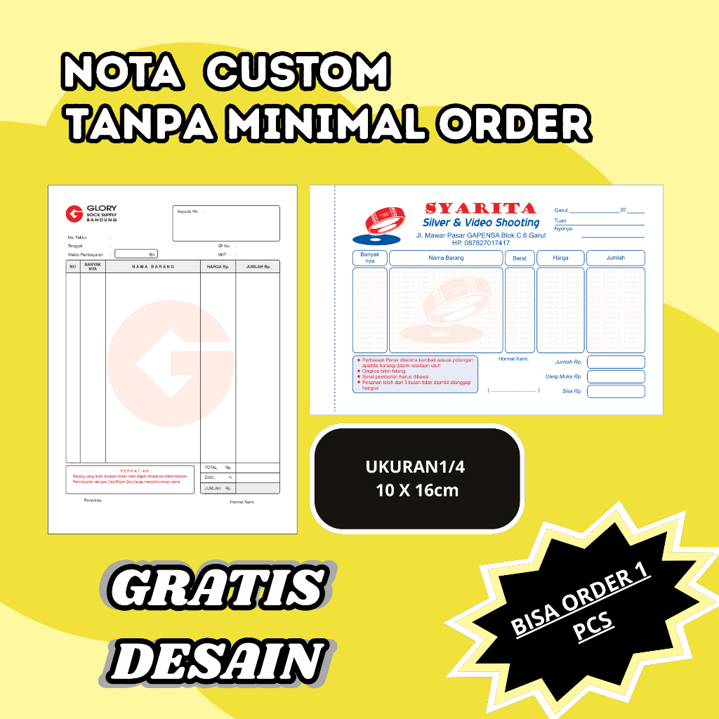 Nota Menu Restoran Rumah Makan Ukuran 7x21 | Nota Menu Custom | Nota panjang | Nota 1/4 | Nota Menu