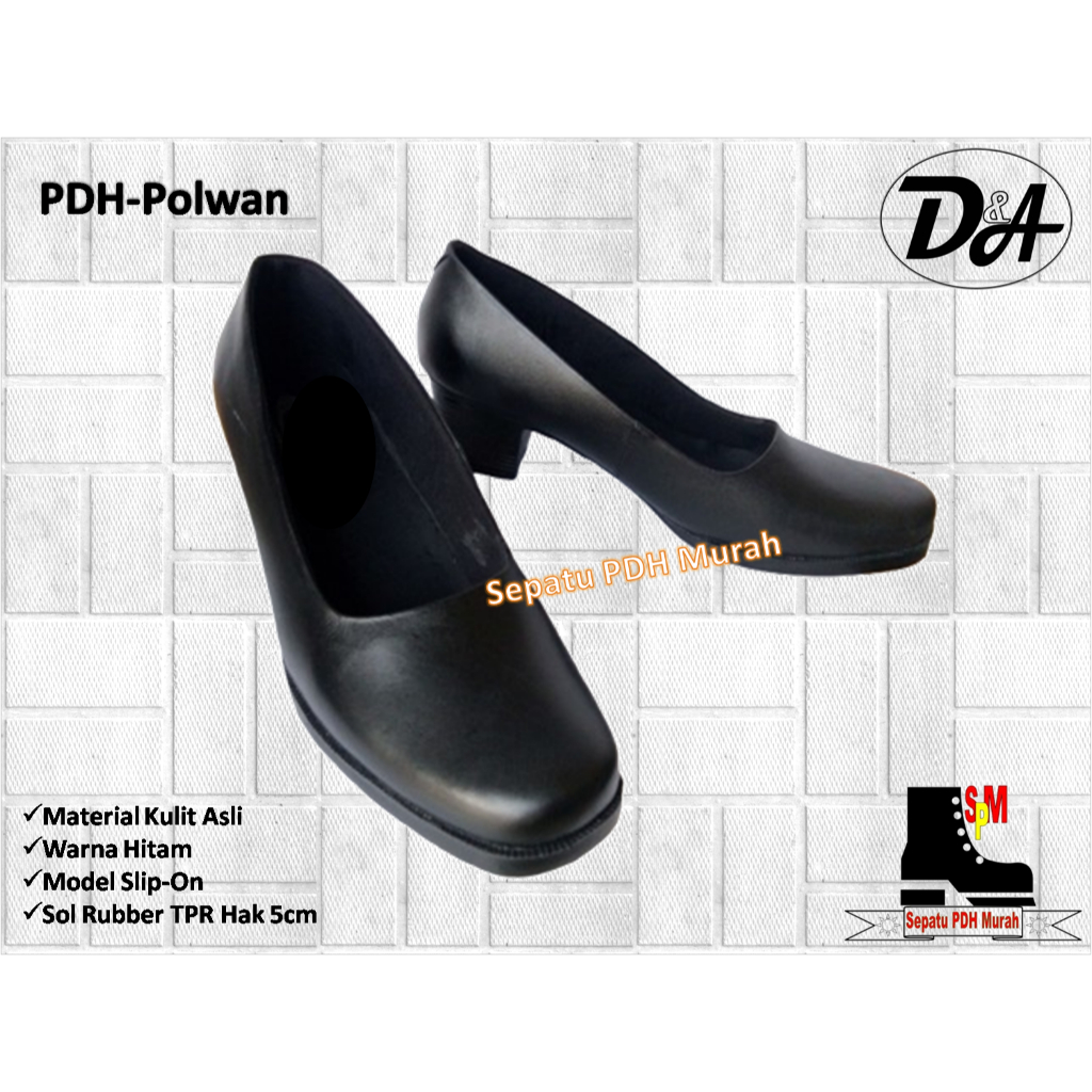 Sepatu PDH Kulit Asli Seri Polwan-Dof Standar Polwan & Ibu TNI Best Seller