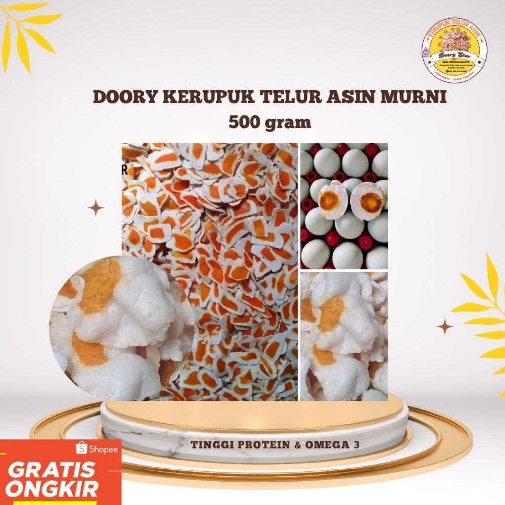 

Kerupuk Telur Asin Mentah Doory, Gurih & Renyah Siap Goreng, Cemilan Tinggi Protein berat 500 gram