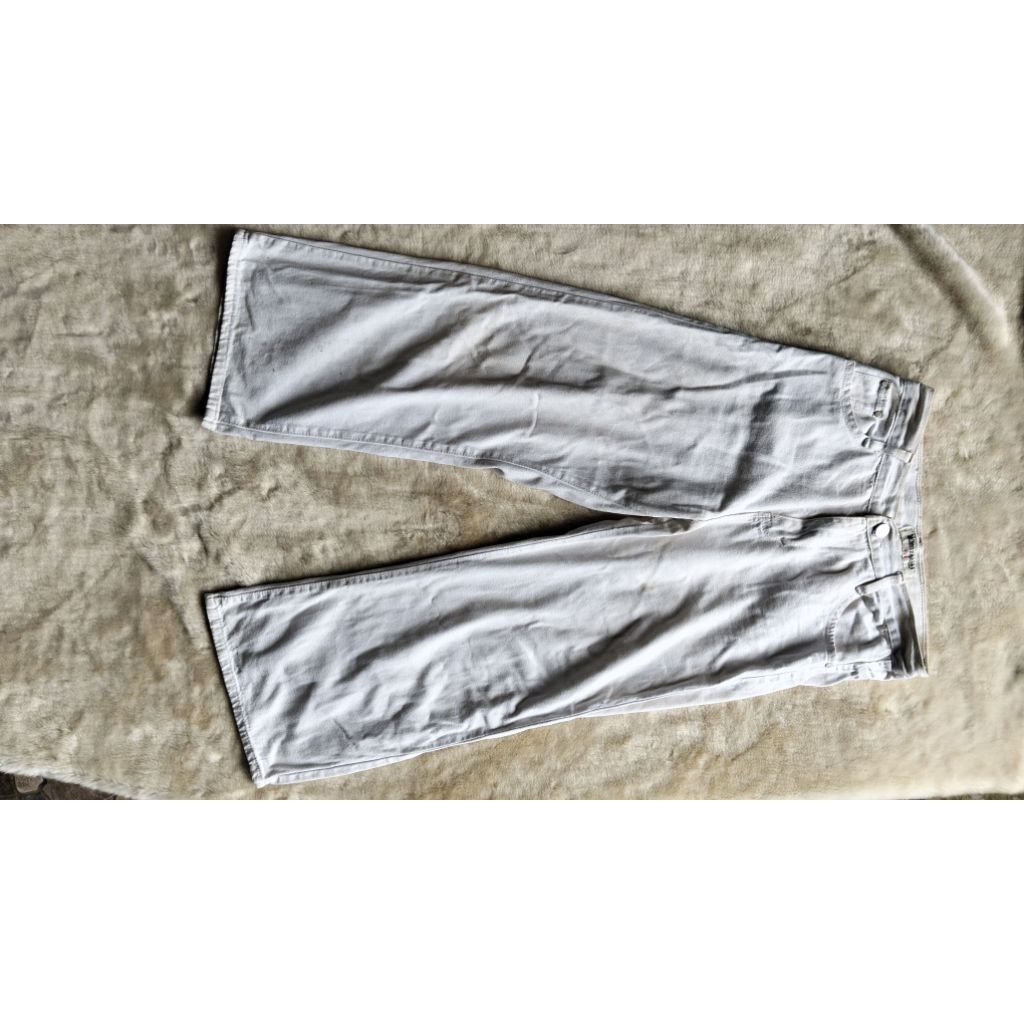 Celana kulot jeans wanita highwaist warna putih broken white