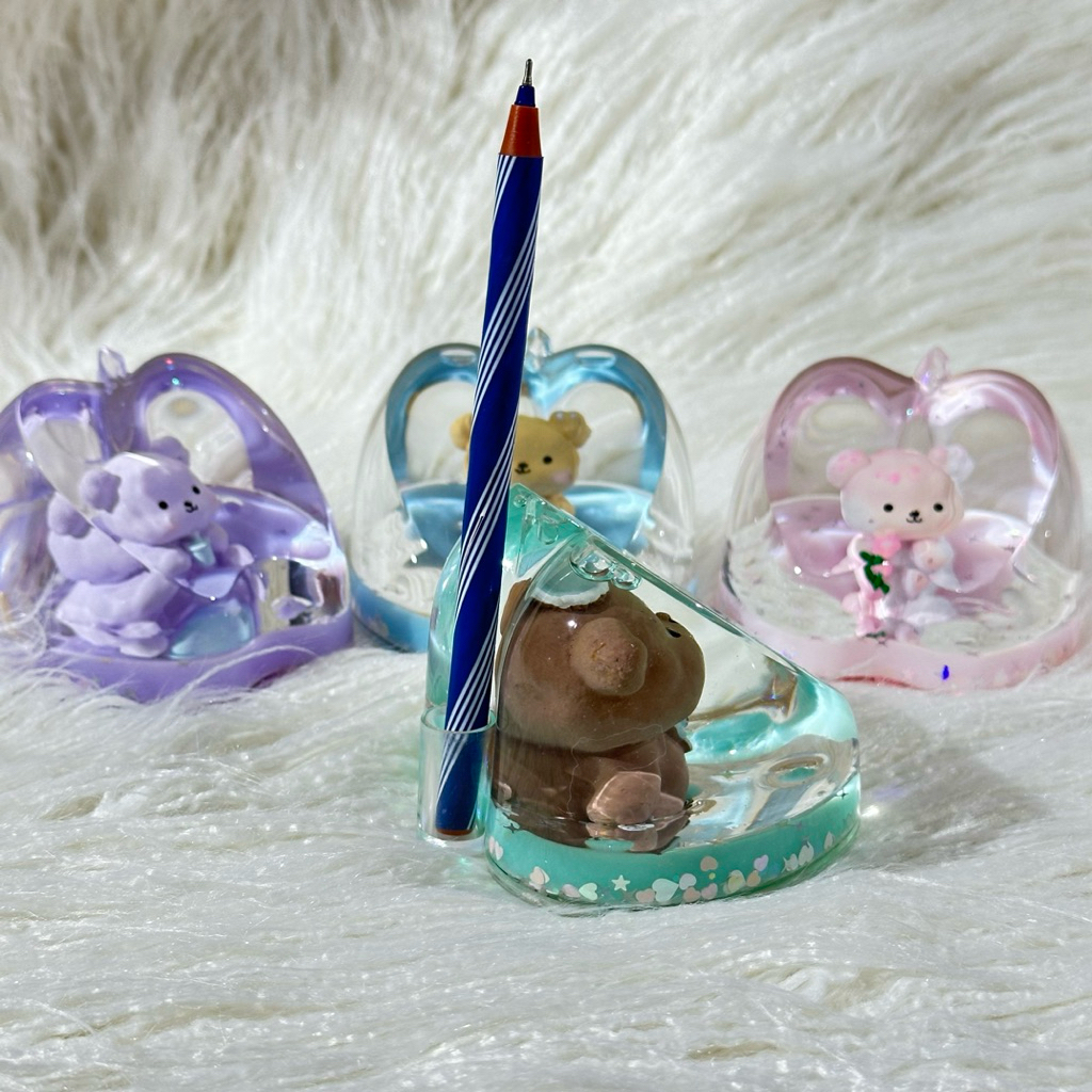 

snowball lucu Beruang Teddy bengik apel Bear jam Pasir pajangan kantor interior Tempat pensil,bolpen