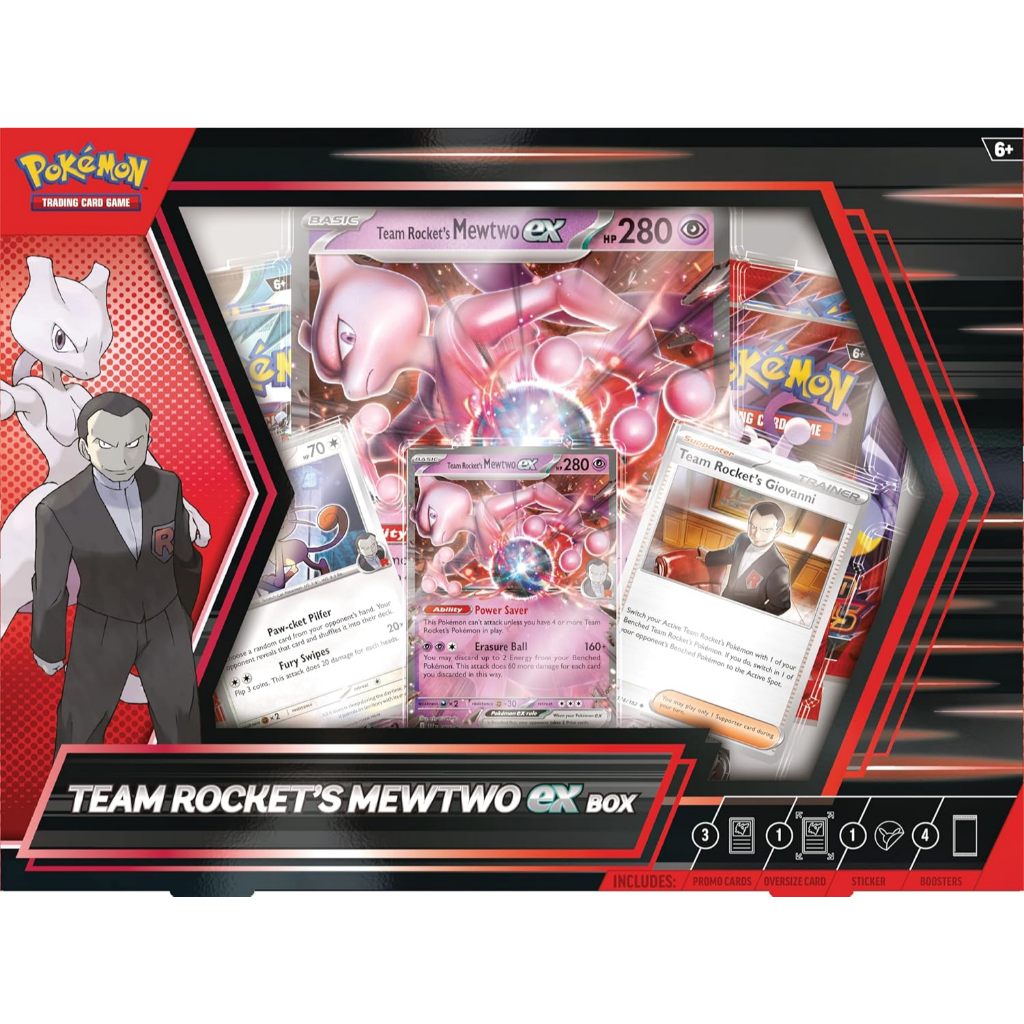 Pokemon TCG: Team Rocket’s Mewtwo ex Box - 4 Packs, PromosPokemon TCG: Team Rocket’s Mewtwo ex Boxxx
