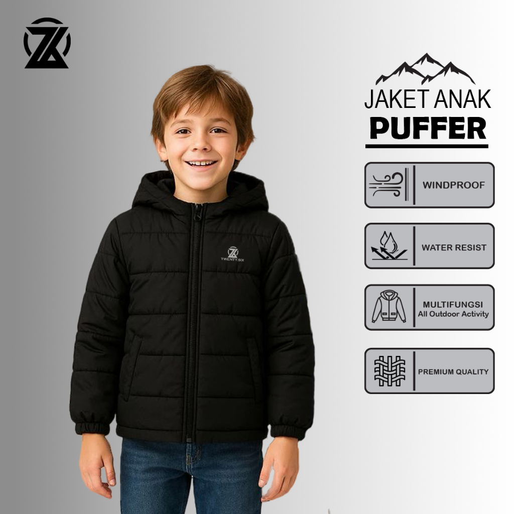TWENTYSIX Jaket Puffer Gunung Anak Laki Laki Perempuan Anti Angin Gelembung Outdoor Unisex Sweter Mu