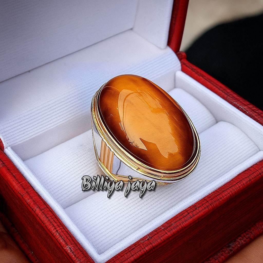 CINCIN BATU TIGER EYE UKURAN JUMBO RING TITANIUM
