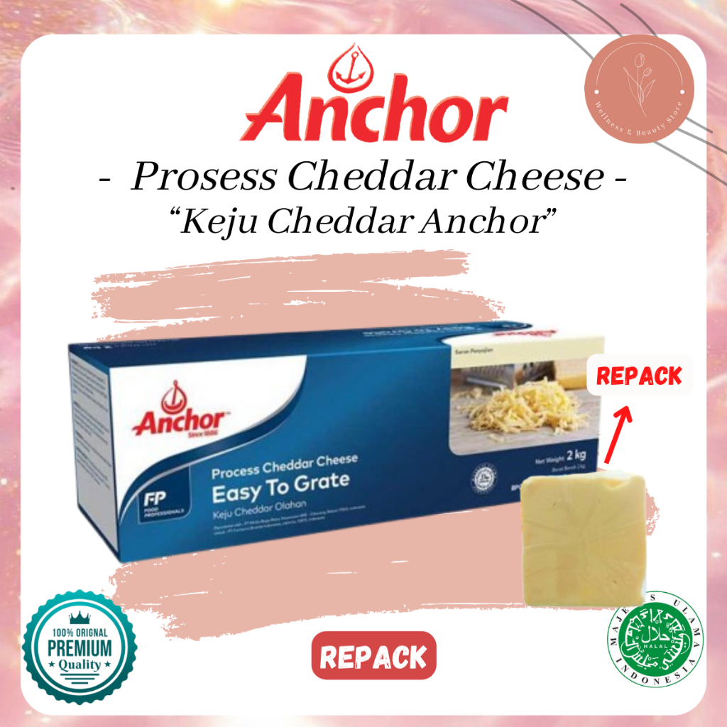 

Anchor Cheddar Cheese REPACK 250g / Keju Parut Cheddar Anchor / Easy to Grate Cheddar Cheese Etg