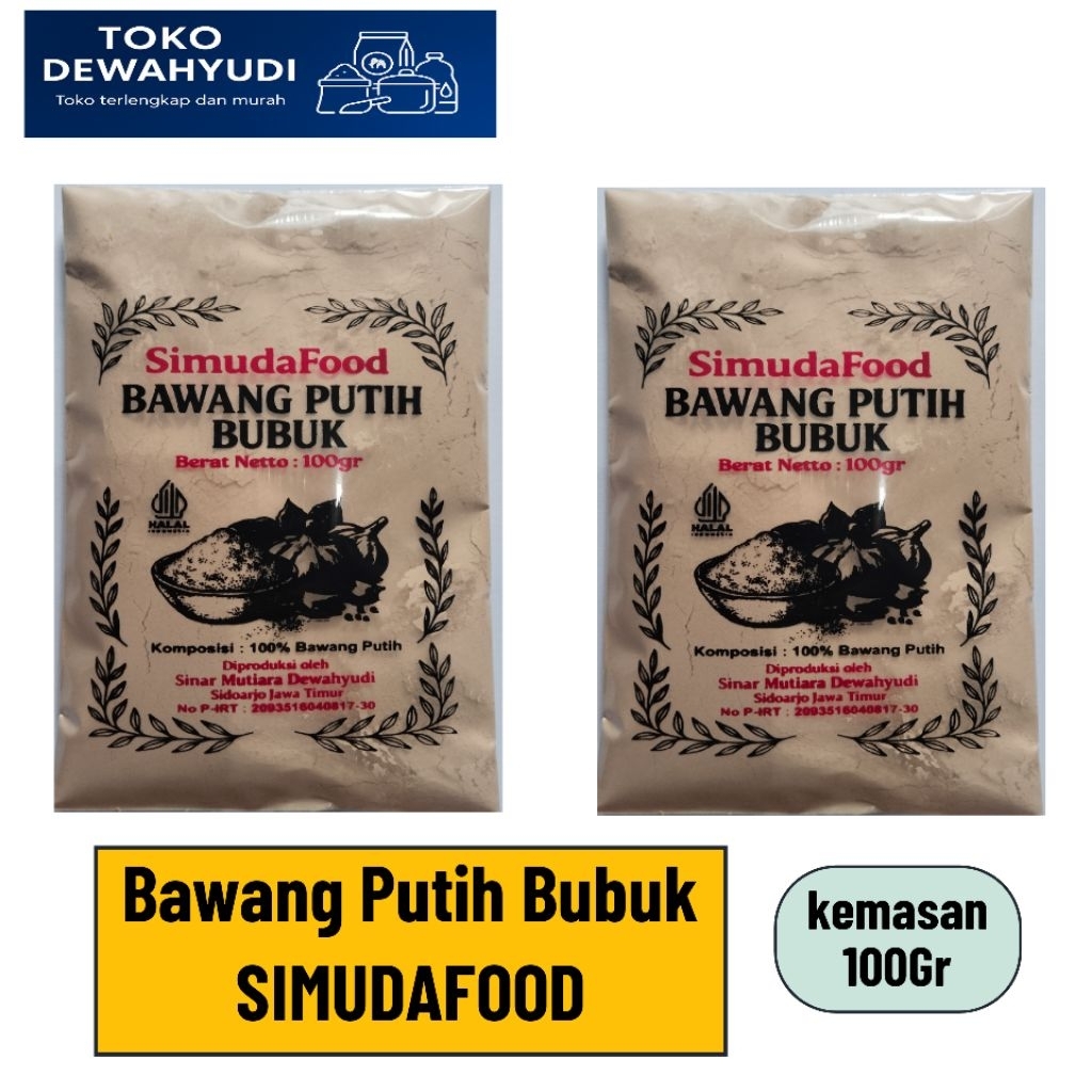 

Bawang Putih Bubuk Premium SIMUDAFOOD kemasan 100Gr
