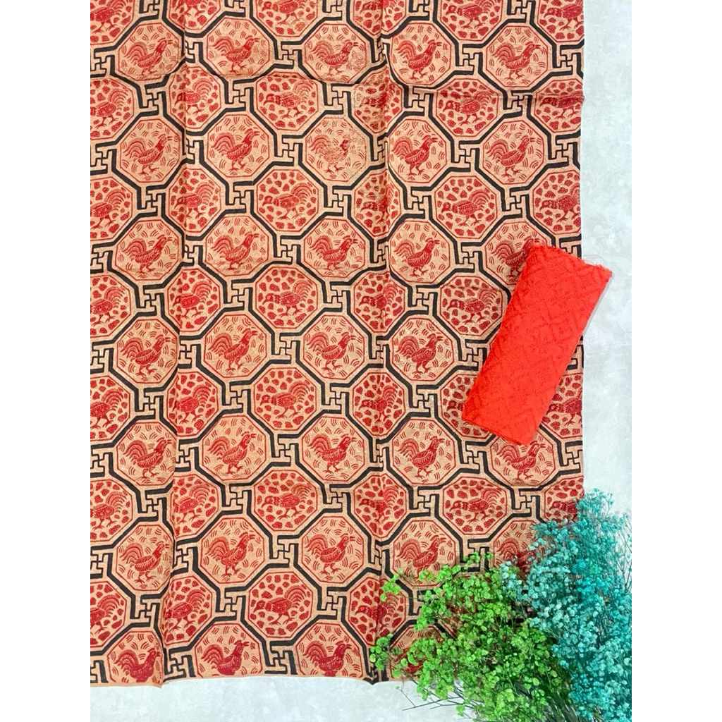 kain batik bahan viscose motif angkin ayam set viscos polos