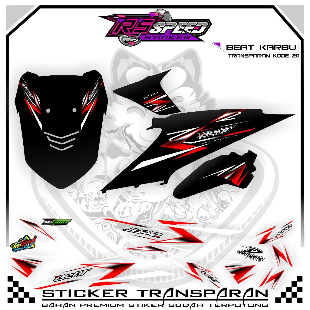 STRIPPING BEAT KARBU 2010 VARIASI STIKER BEAT KARBU 2010 UV TRANSPARAN KODE 20 BAHAN PREMUM