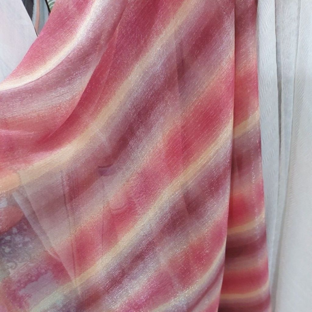 Kain Bahan Chiffon gradasi/sifon pelangi harga per 50cm
