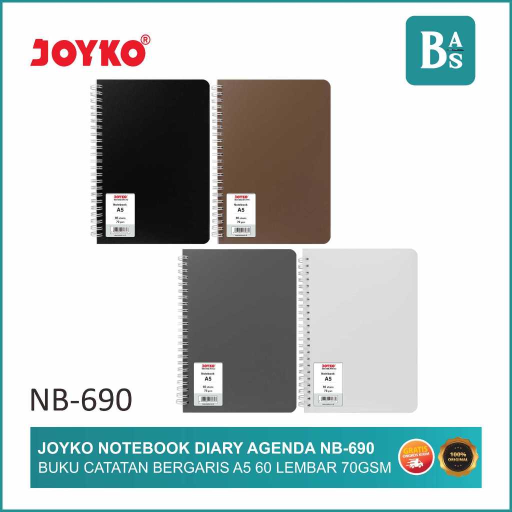 

Joyko A5 Notebook Diary Agenda NB-690 - 60 lembar 70 GSM - Buku Catatan Bergaris - Bali Art Supplies