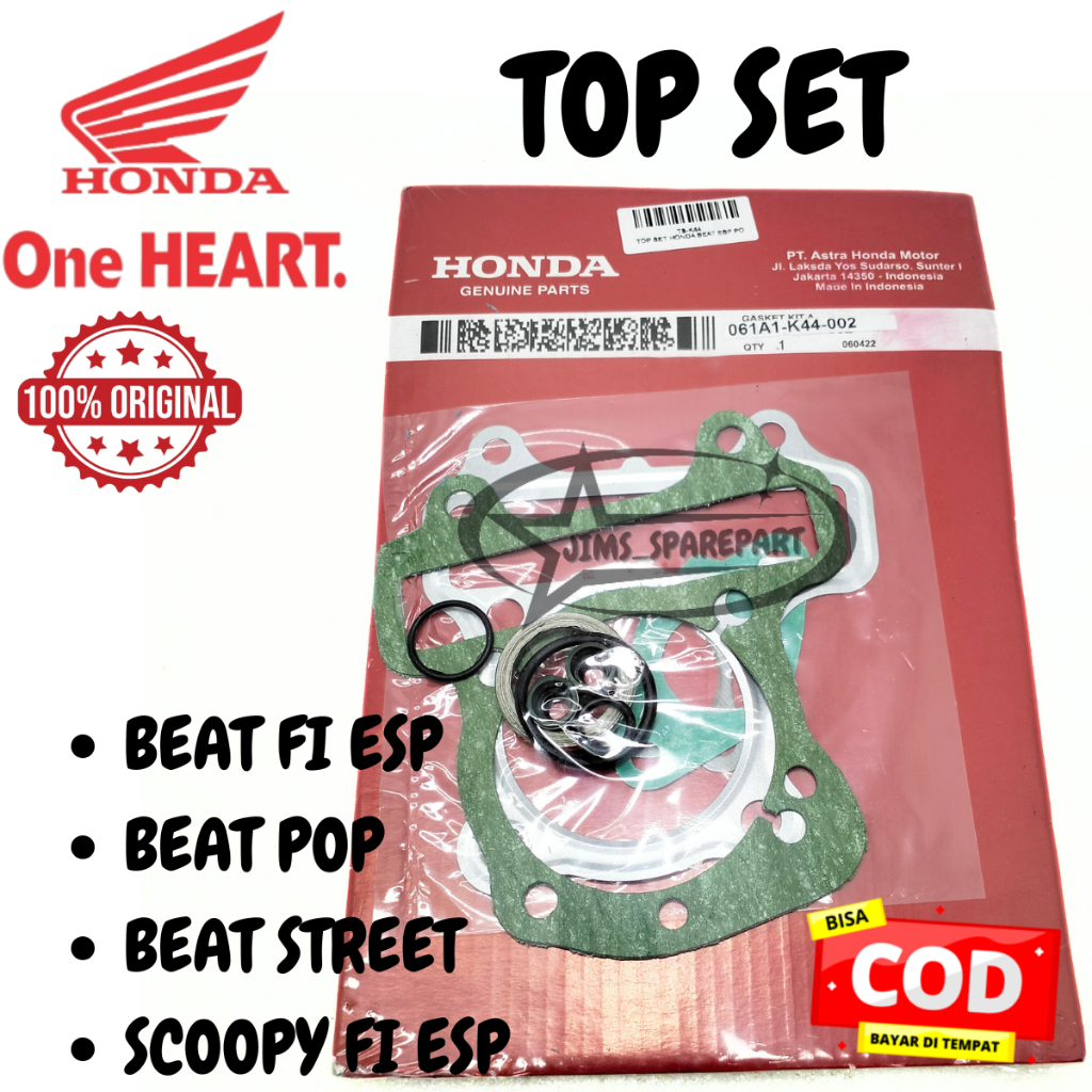 TOP SET TOPSET HONDA K44 BEAT POP STREET SCOOPY FI ESP PAKING GASKET KUALITAS ASLI ORI AHM HGP PACKI