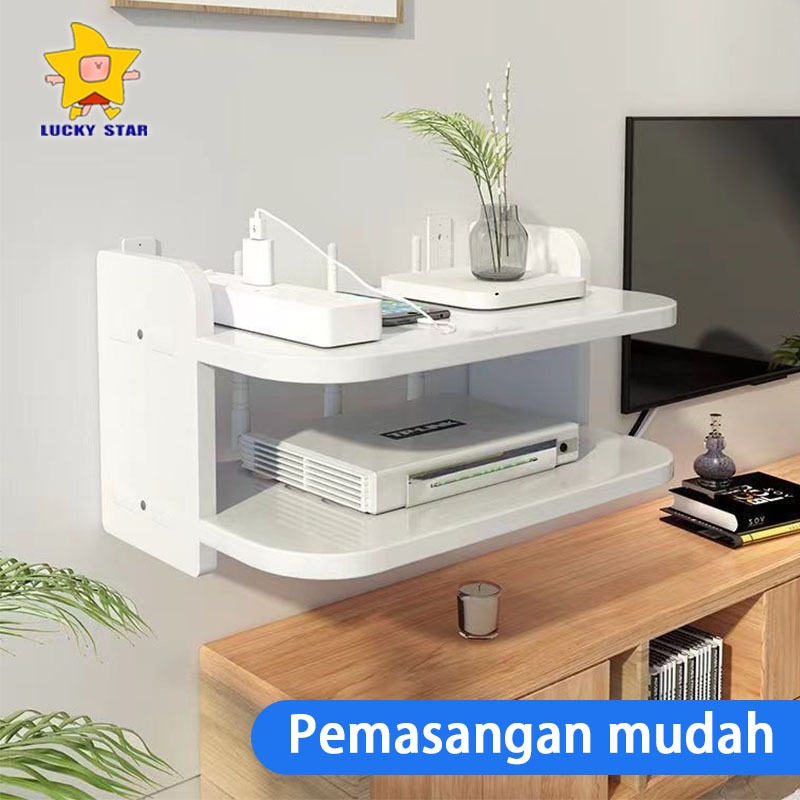 Rak Dinding Speaker Wifi Router Minimalis Rak Gantung Bahan PVC Rak Vintage Premium Rak Dinding