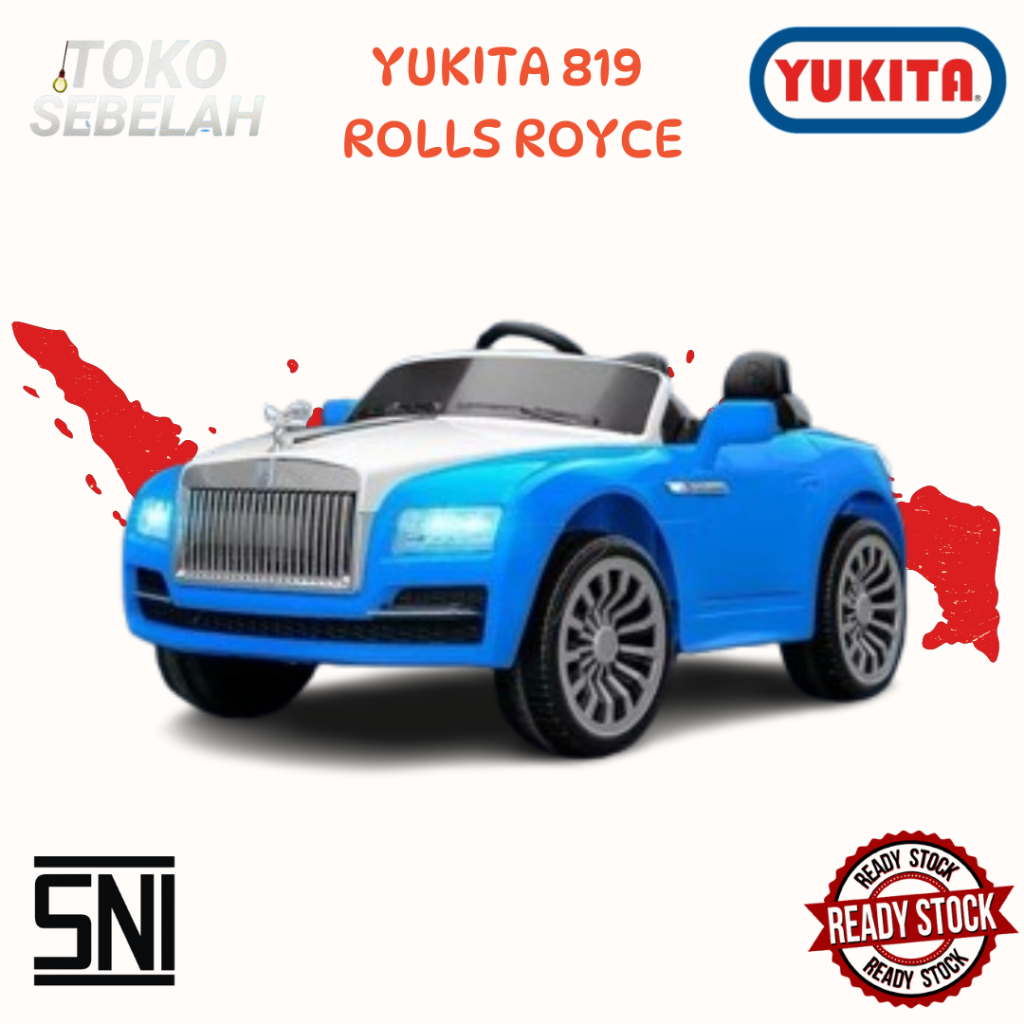 Mainan Anak Mobil Aki ROLLS ROYCE - YUKITA 819 Keren Jok Kulit Ban Karet