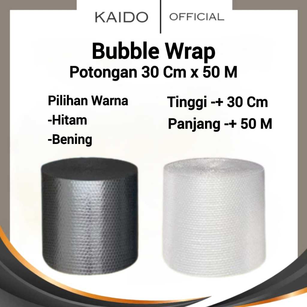 

BubbleWrap 30 Cm x 50 Meter Bubble Wrap Roll Packing Online Gelembung Warna Bening Hitam