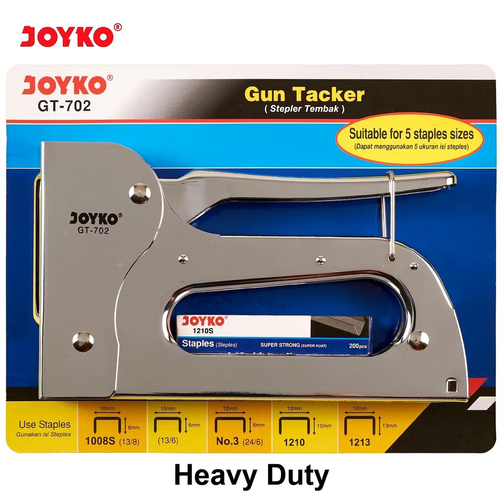 

Joyko GT-702 | Gun Tacker Stainless | Stepler Tembak Besar | Stapler Big | Joyko Alat Staples Tembak