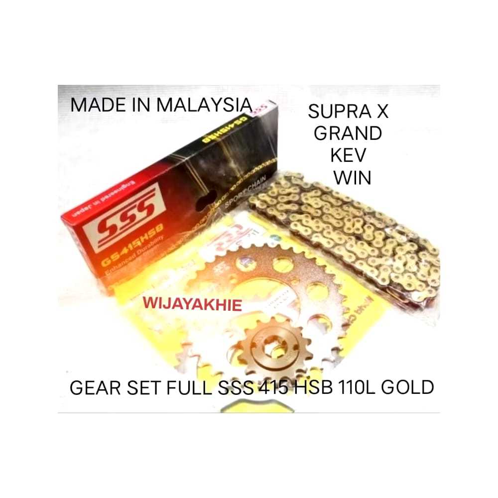 Gear Set FULL SSS 415 GRAND / WIN /SUPRA OLD / LEGENDA / SUPRA FIT 100 Paketan Rantai SSS 415 HSB GO