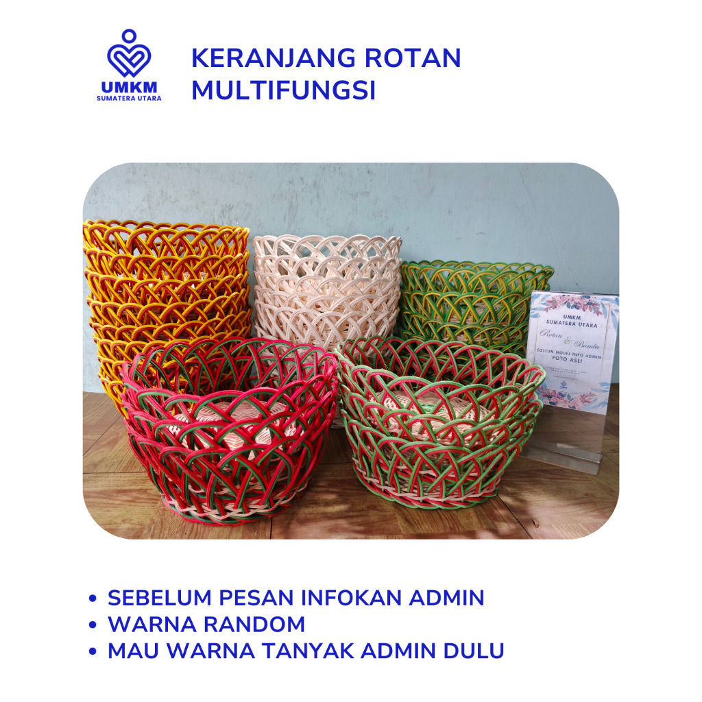 Karanjang buah motif bunga / parcel buah motif bunga / keranjang rotan / parcel rotan