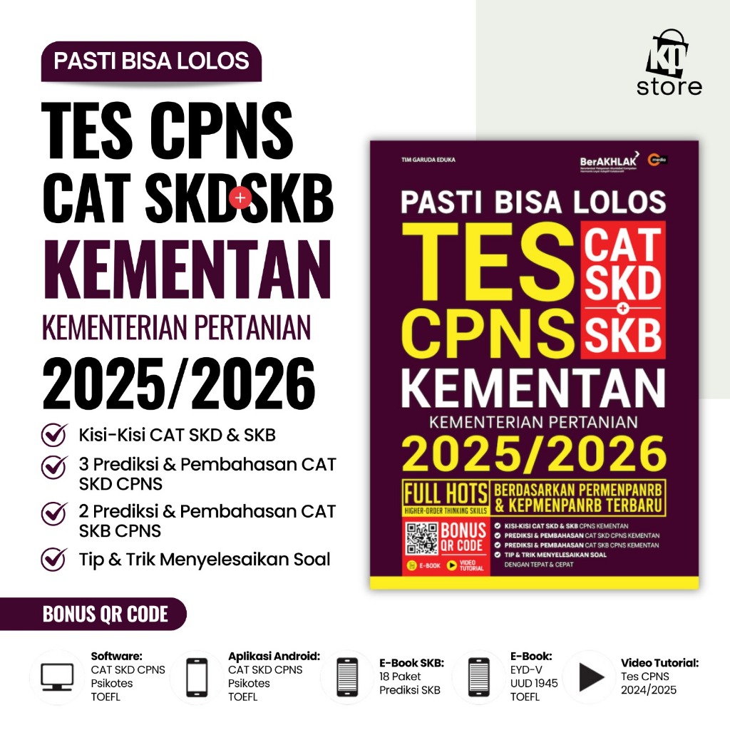 Buku Pasti Bisa Lolos CAT CPNS SKD + SKB KEMENTAN 2025/2026 Kementerian Pertanian