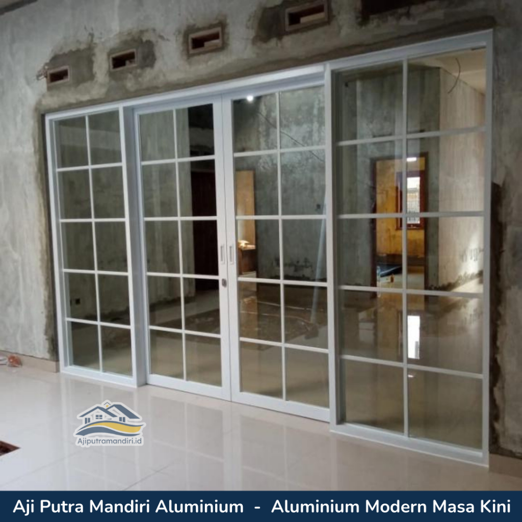 Pintu Sliding Alumunium Dacon Kaca Double Ornament Custom Berkualitas