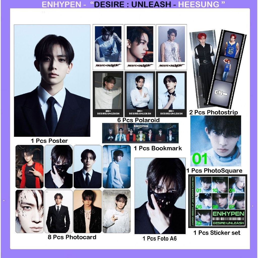 Enhypen member unoff fankit Desire Unleash Jake jungwon niki jay sunghoon sunoo heesung photocard en