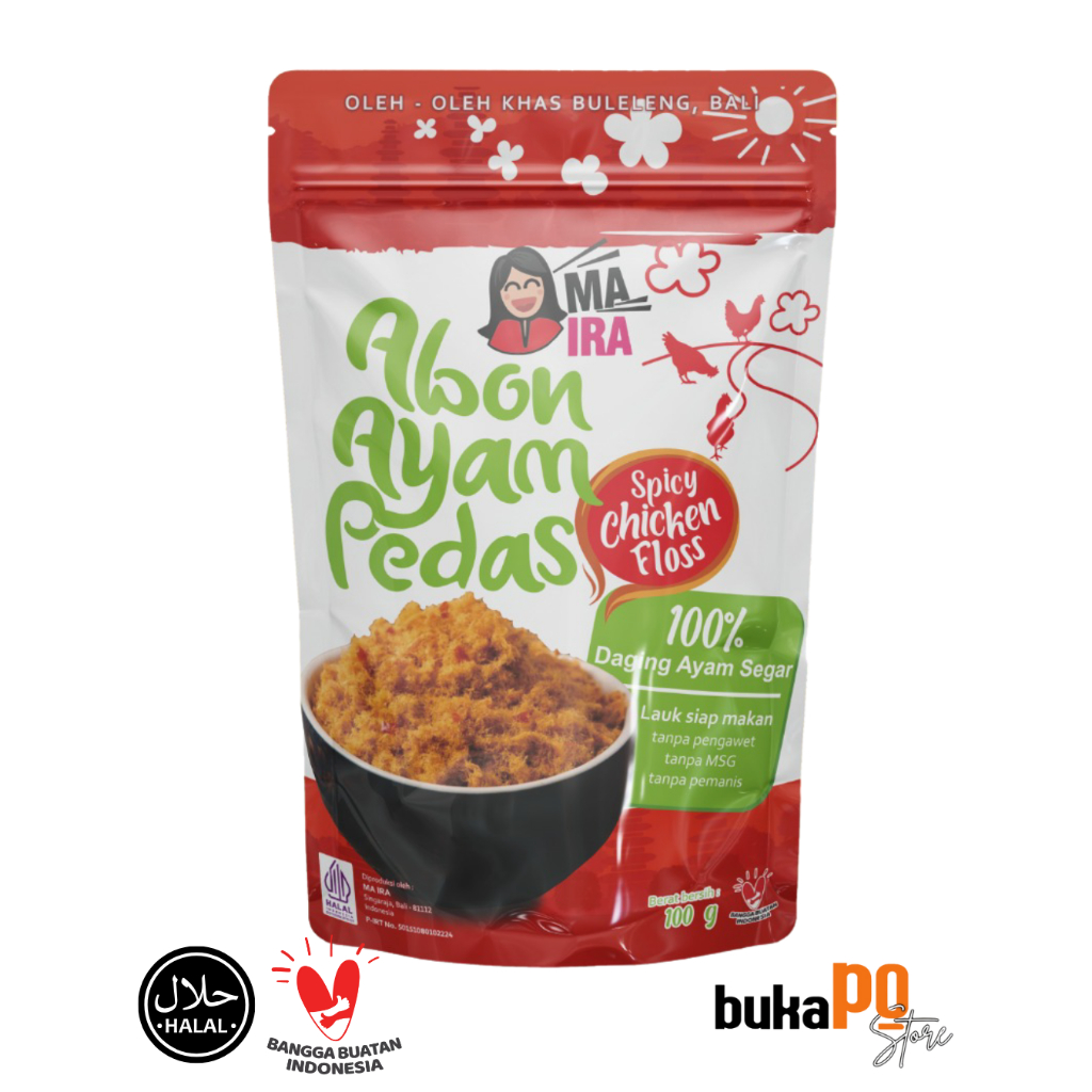 

ABON AYAM PEDAS (MA-IRA) Oleh-oleh khas Buleleng Bali untuk Campuran Nasi