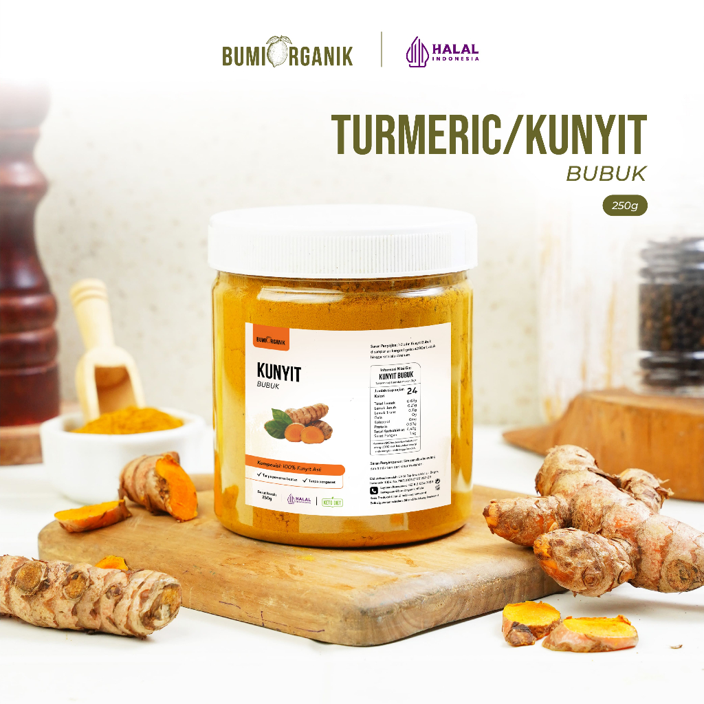 

KUNYIT KUNING BUBUK 250G TANPA CAMPURAN ASLI 100% ORIGINAL TUMERIC POWDER KUNIR BUBUK BAHAN POKOK POWDER BUMBU REMPAH ORGANIK KUALITAS PREMIUM KUNYIT BUMBU DAPUR BUBUK LENGKAP SUPER NUTRIFARM BRAGG DARI BUMI GEMELI LEMOVITA OFFICIAL BEORGANIK