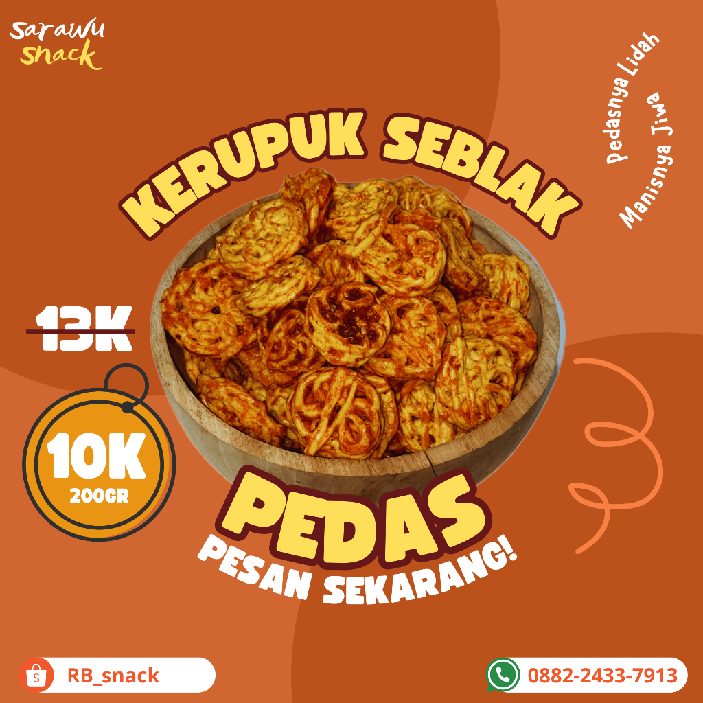 

Kerupuk Seblak Mawar Pedas Daun Jeruk Cemilan Pedas Gurih - Kemasan 200 g