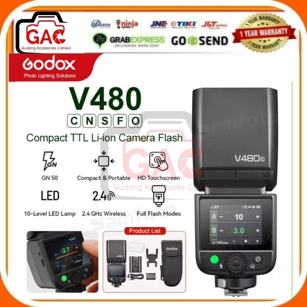PAKET GAC Godox V480 V-480 TTL On-Camera Flash Godox V480 WITH TRIGER