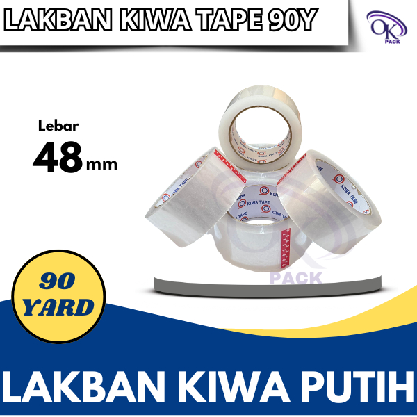 

LAKBAN KIWA TAPE PUTIH 48MMX90YARD, WARNA PUTIH KACA