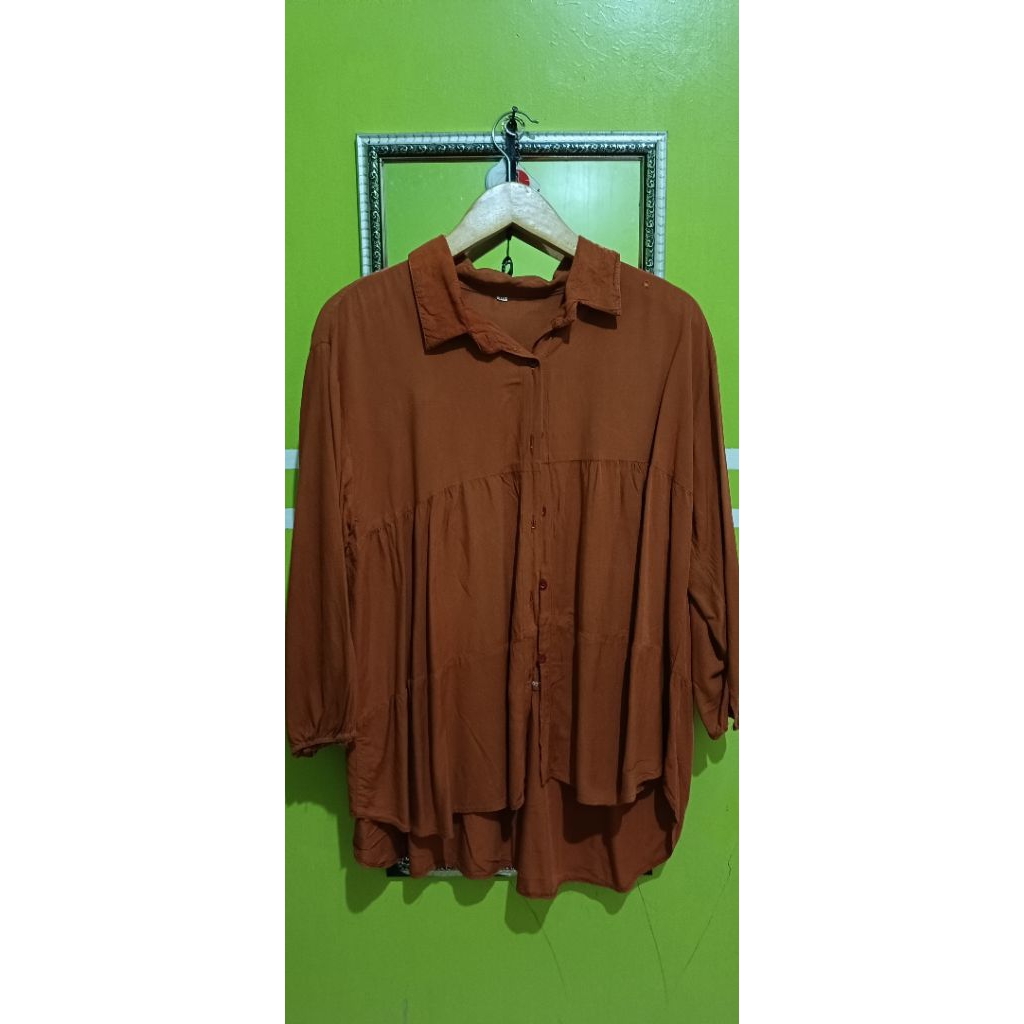 warna orange tua blouse atasan baju wanita casual  prelove murah obral jumbo
