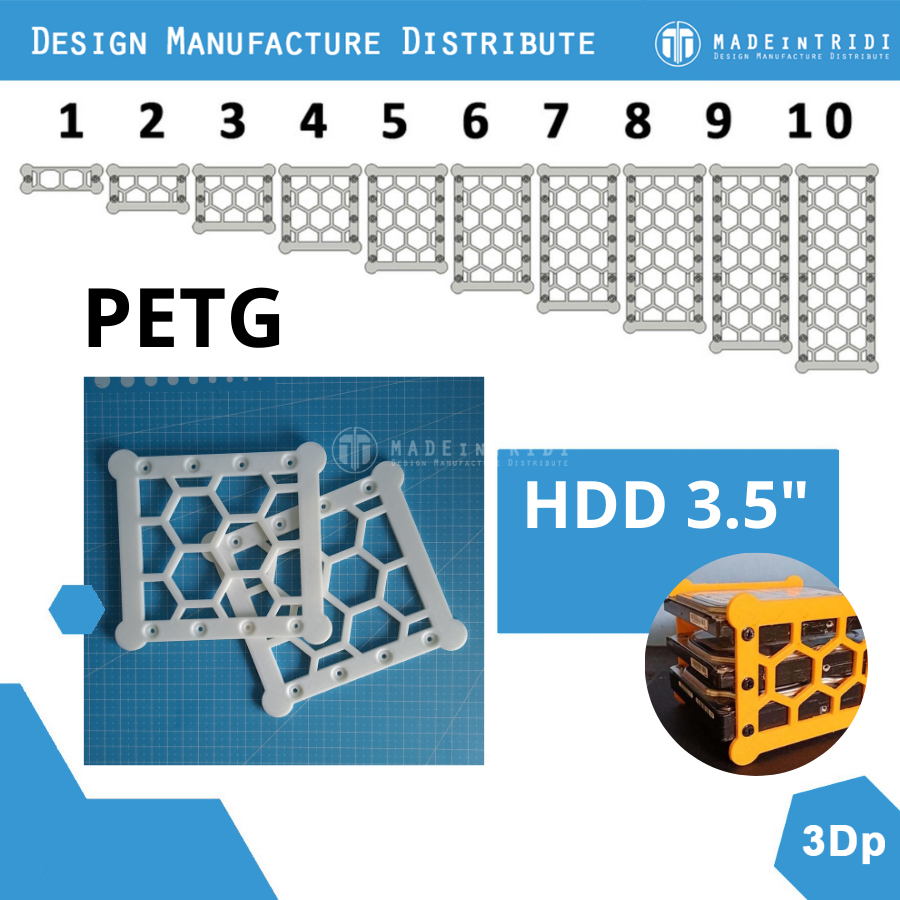 Rack hdd 3.5" 1-10 stack harddisk material PETG
