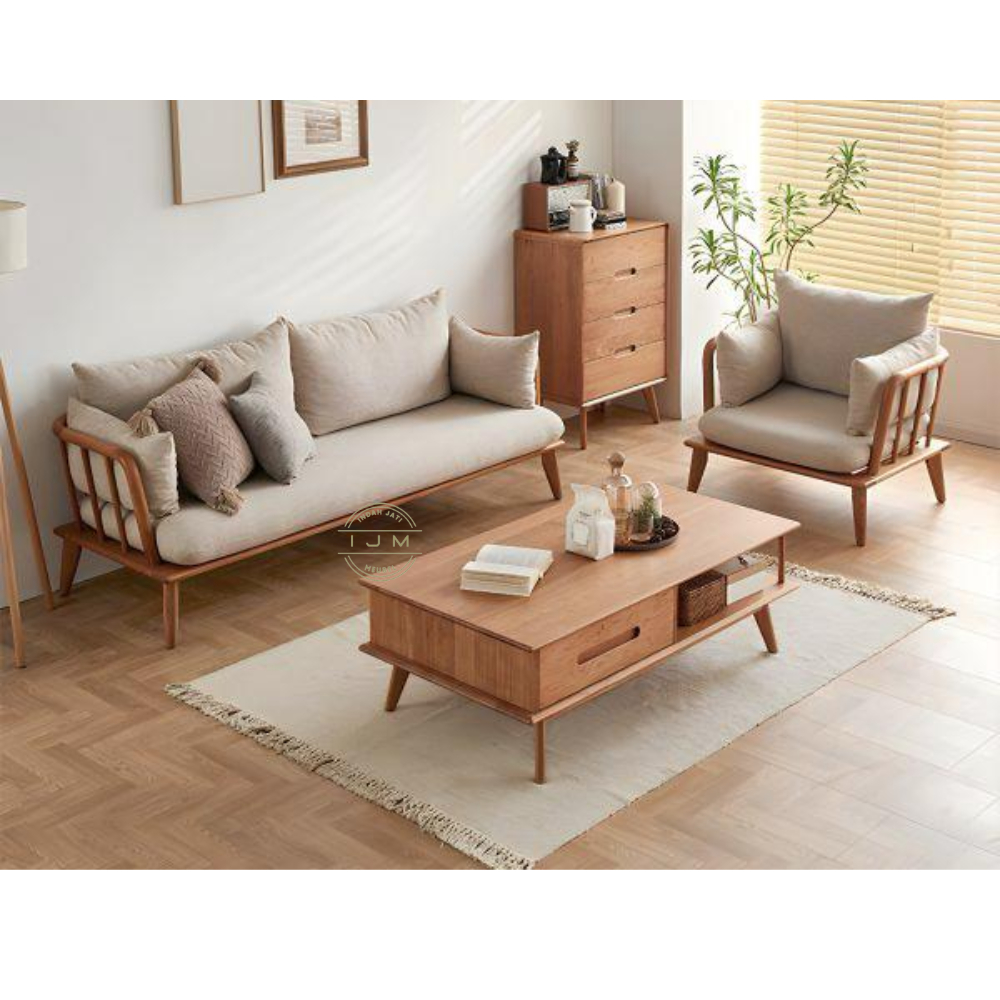 Set Meja Kursi Sofa Ruang Tamu Minimalis Modern Kayu Jati Harga Terbaik