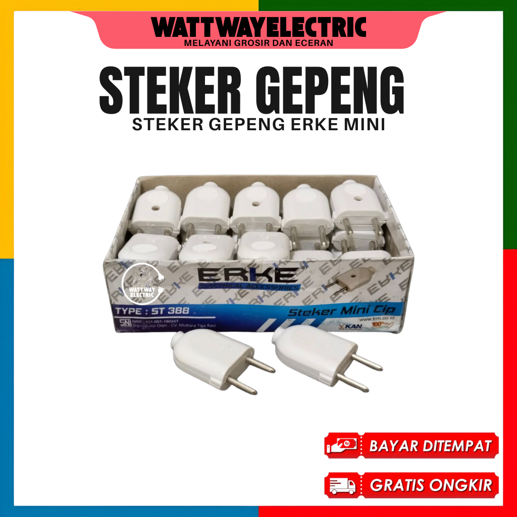 Erke Steker Gepeng CIP Putih / Steker Gepeng Putih Erke ST 388