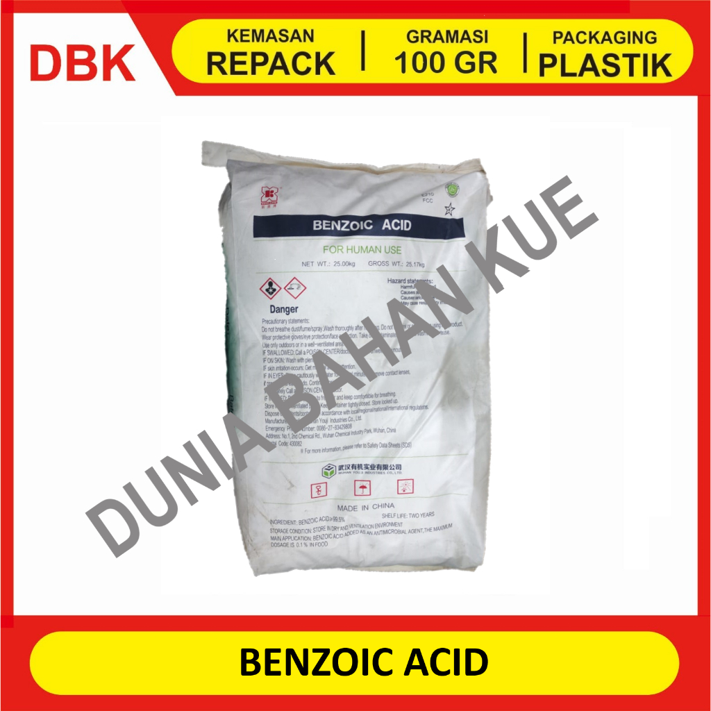 

BENZOIC ACID PENGAWET FOOD GRADE - REPACK 100 GR / ASAM BENZOAT