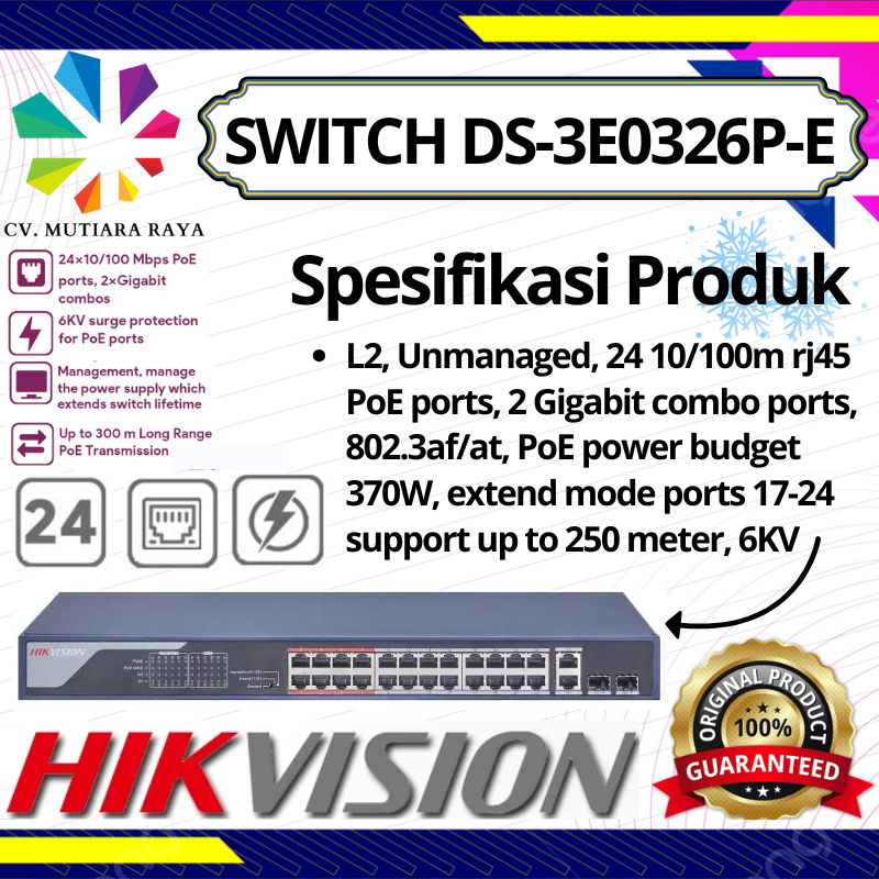 SWITCH HUB HIKVISION DS-3E0326P-E