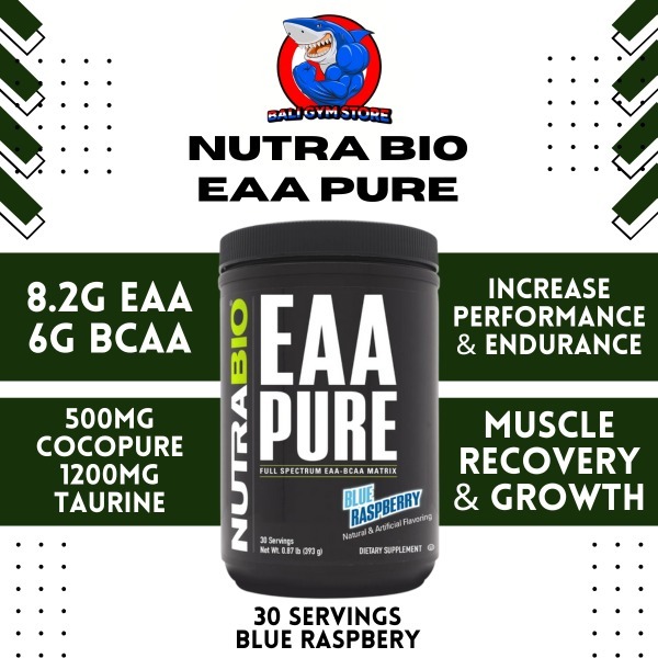 Nutrabio USA ALPHA EAA + Alpha GPC 300mg 30 Sajian Dengan KSM-66 Blue raspberry