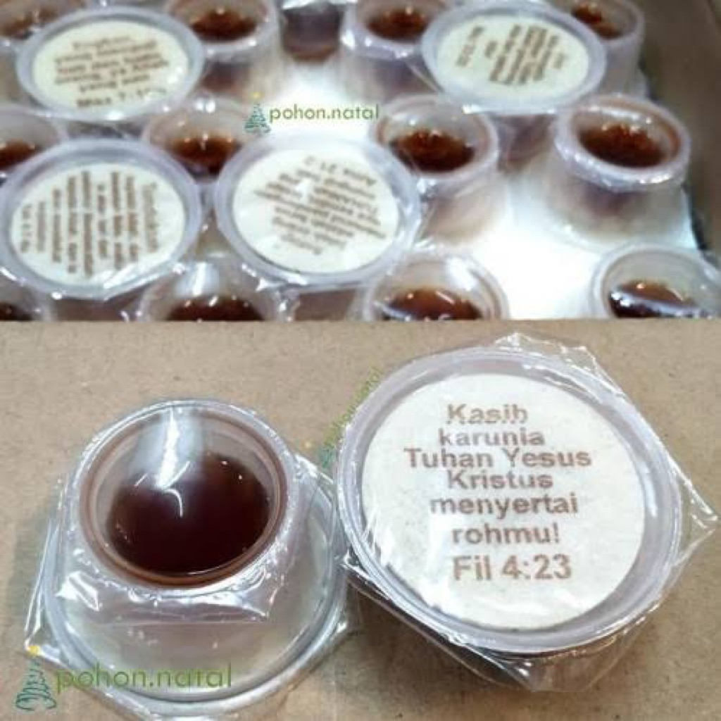 

Anggur perjamuan dan hosti ayat ukuran besar isi 50pcs cup bening