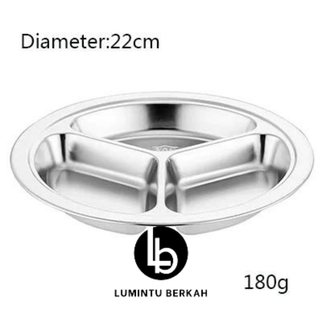 Piring 3 Sekat Stainless Steel Piring Makan Anak Fast Food Murah Tempat Makan Stainless