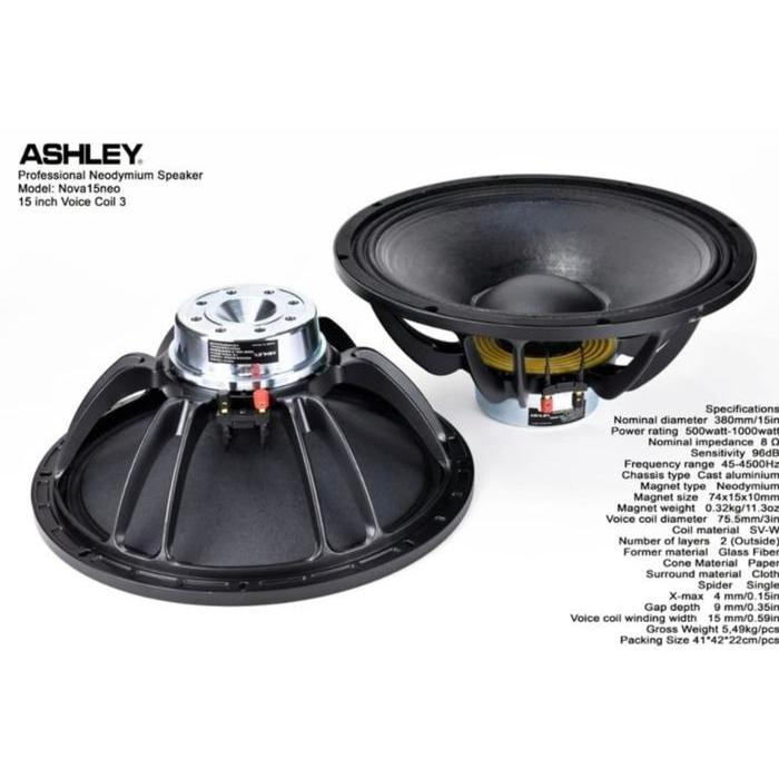 KOMPONEN ASHLEY NOVA 15NEO NEODYMIUM SPEAKER COMPONENT ASHLEY NOVA-15NEO ORIGINAL 15INCH