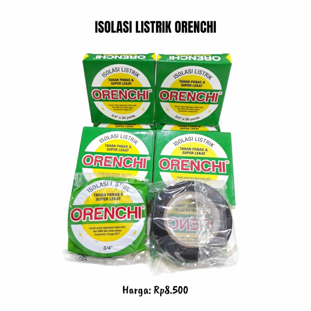 ORENCHI Isolasi Listrik Isolasi Kabel Isolasi Hitam ORENCHI 3/4 x 20y Dan isolasi Bening Kecil